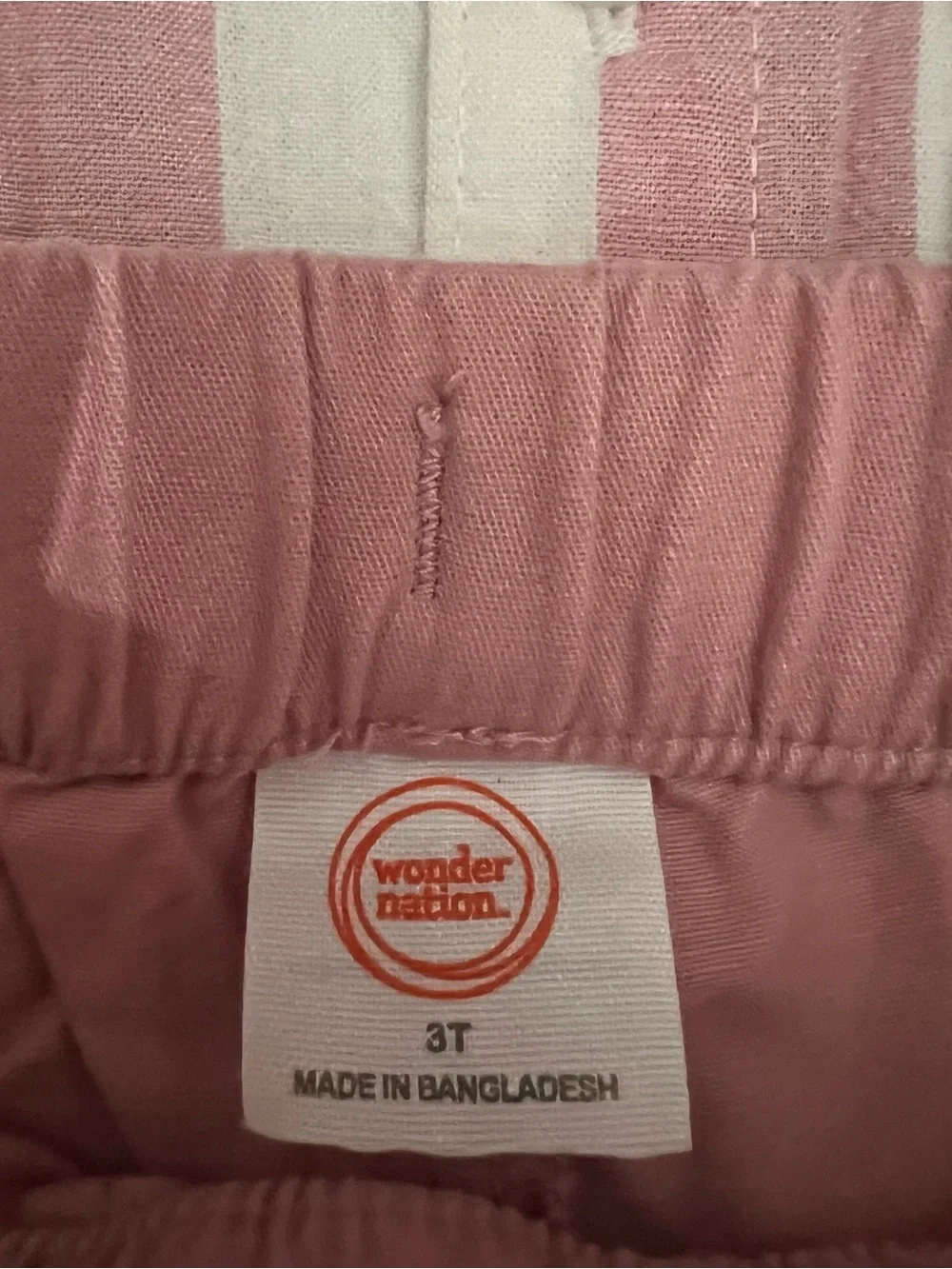Wonder Nation Boy's Short Sleeve 2 Piece Set pink white striped linen-blend 3T